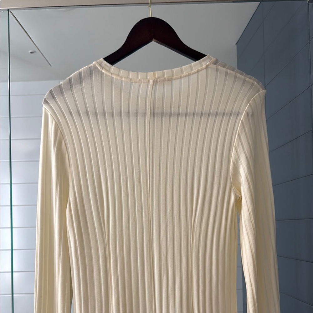 Samsoe Samsoe Jenari Ribbed Knit Eggnog Long Sleeve Sheath Dress Size Large - Picture 9 of 15